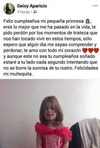 mensaje de cumpleaños a su pequeña hija
