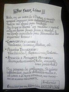emotiva carta de un anciano buscando trabajo