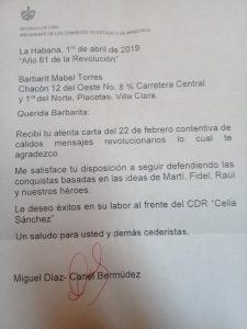 carta de Díaz-Canel