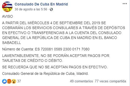 Información del Consulado de Cuba en Madrid