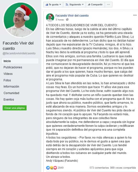 Andy Vázquez rompe el silencio