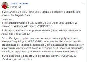 información sensible sobre la niña de 8 años