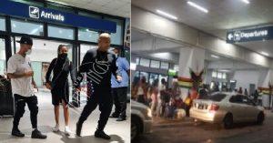 Alexander Delgado en el aeropuerto de Guyana
