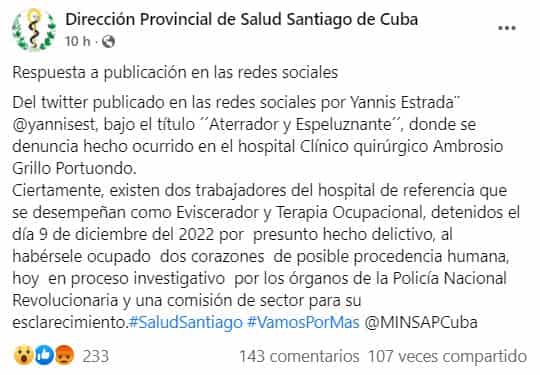 canibalismo en un hospital santiaguero