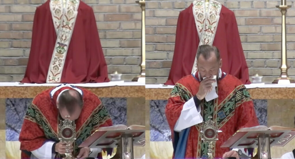 Las imágenes circularon en redes sociales acompañadas de publicaciones que hablaban de un posible milagro eucarístico en Minnesota, aunque posteriormente la parroquia explicó qué había ocurrido realmente durante la celebración.