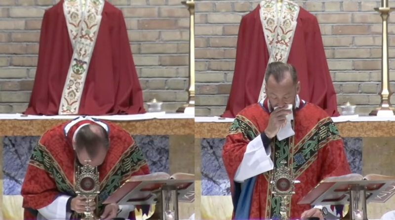 Las imágenes circularon en redes sociales acompañadas de publicaciones que hablaban de un posible milagro eucarístico en Minnesota, aunque posteriormente la parroquia explicó qué había ocurrido realmente durante la celebración.