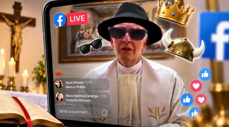 Sacerdote italiano viral: celebró misa con filtros de Facebook durante la pandemia